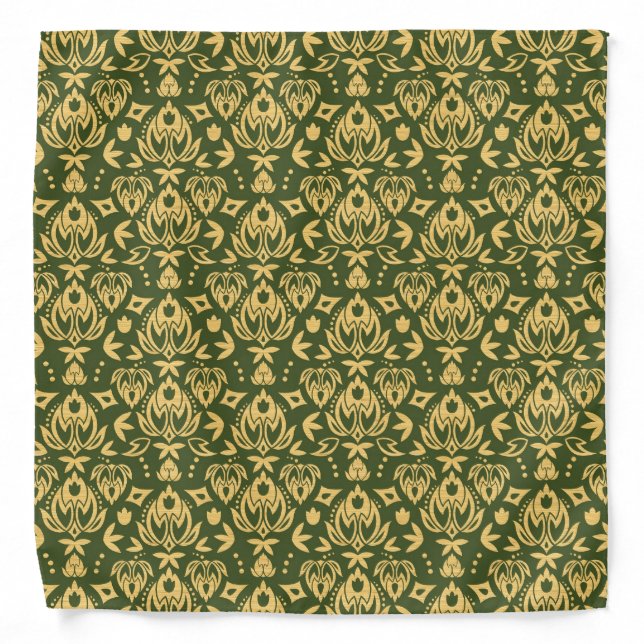 Wooden floral damask pattern background bandana (Front)