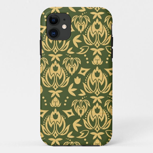 Wooden floral damask pattern background Case-Mate iPhone case (Back)