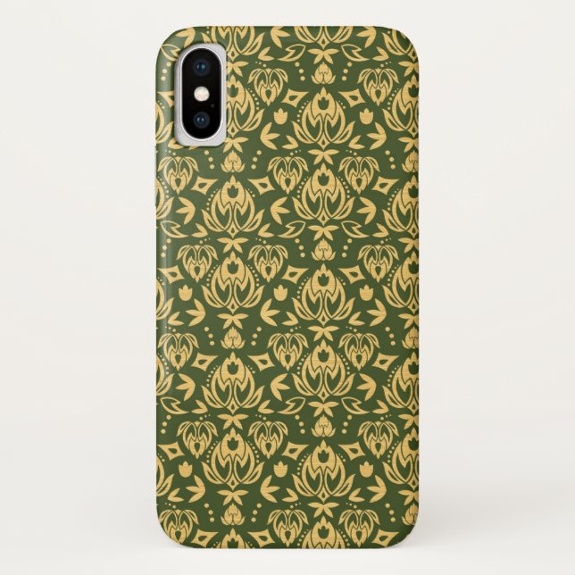 Wooden floral damask pattern background Case-Mate iPhone case (Back)