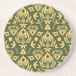 Wooden floral damask pattern background drink coaster