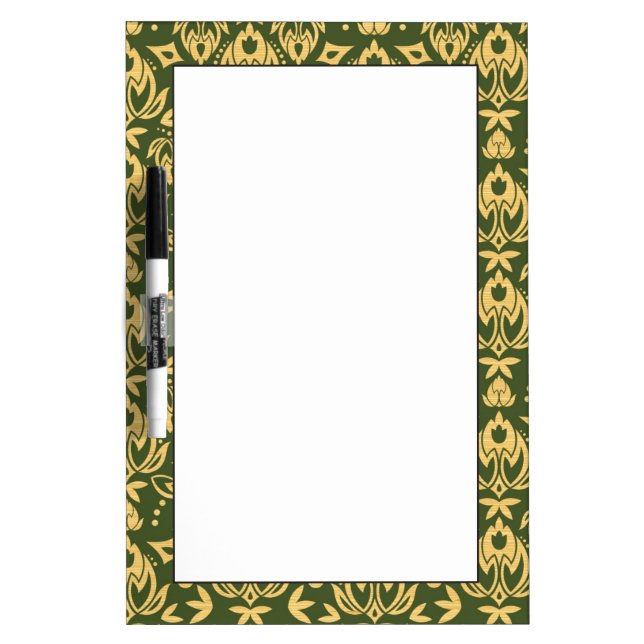 Wooden floral damask pattern background dry erase board (Front)