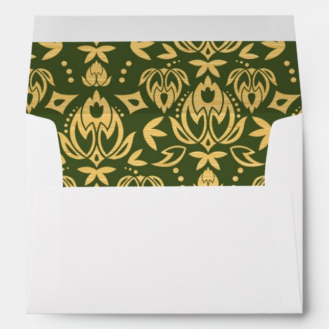 Wooden floral damask pattern background envelope (Back (Bottom))