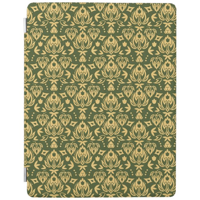 Wooden floral damask pattern background iPad smart cover (Front)