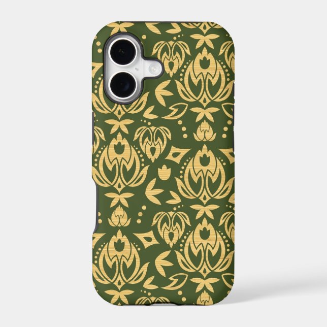 Wooden floral damask pattern background iphone case (Back)