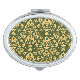 Wooden floral damask pattern background makeup mirror