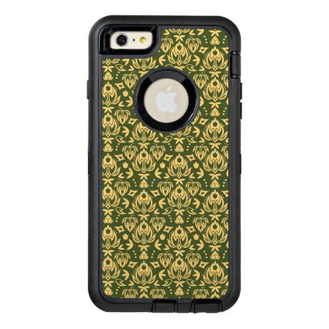 Wooden floral damask pattern background otterbox iPhone case (Back)