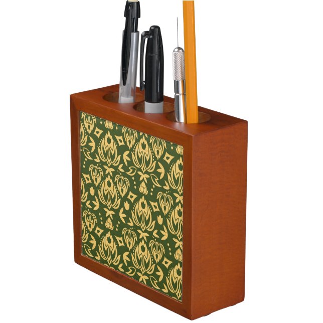 Wooden floral damask pattern background Pencil/Pen holder (In Situ)