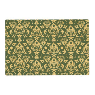Wooden floral damask pattern background placemat