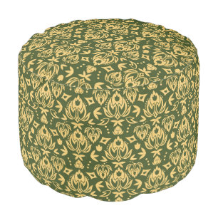 Wooden floral damask pattern background pouf