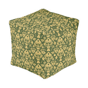 Wooden floral damask pattern background pouf