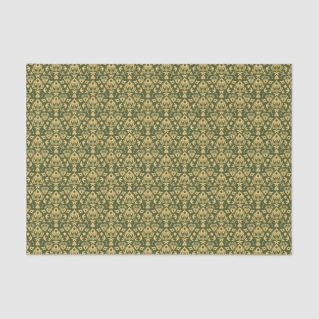 Wooden floral damask pattern background tissue paper (Front)
