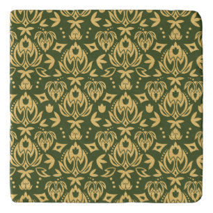 Wooden floral damask pattern background trivet