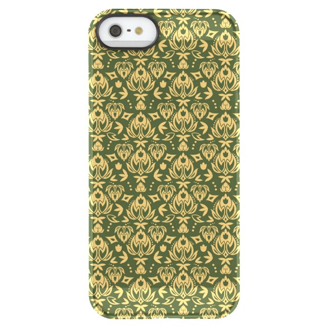 Wooden floral damask pattern background uncommon iPhone case (Back)