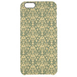 Wooden floral damask pattern background clear iPhone 6 plus case