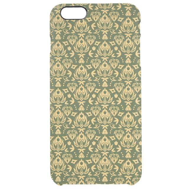 Wooden floral damask pattern background uncommon iPhone case (Back)