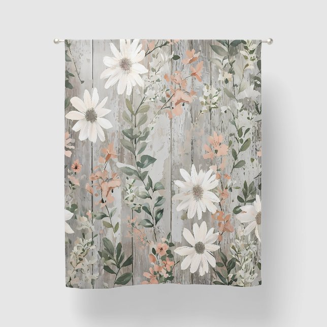 Wooden Floral Pattern Curtain | Rustic and Elegant (Front)