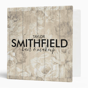 Wooden Floral Rustic 3 Ring Binder