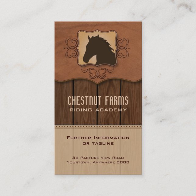 Wooden Flourish Horse Business Card (Front)