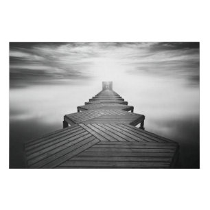 Wooden Footbridge over the Sea Faux Canvas Print