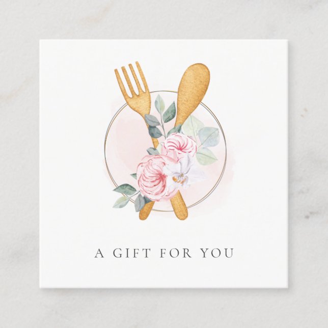 Wooden Fork Spoon Blush Floral Gift Certificate (Front)