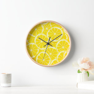 Wooden Frame Clock-Lemons Print Clock