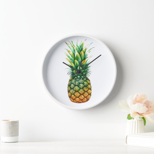 Wooden Frame Clock-Pineapple Print Clock (Home)