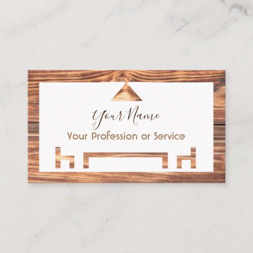 Wooden frame for interior design and furniture business card