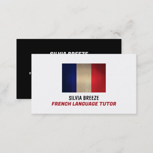 Wooden French Flag French Language Tutor Teacher Business Card