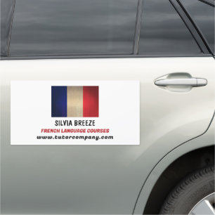 Wooden French Flag, French Language Tutor, Teacher Car Magnet