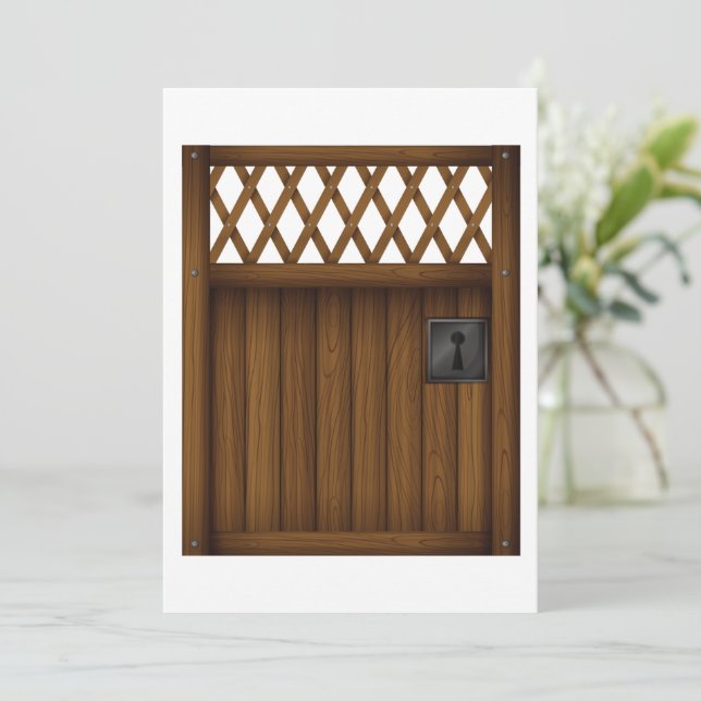 Wooden Gate Brown Timber Invitations (Standing Front)