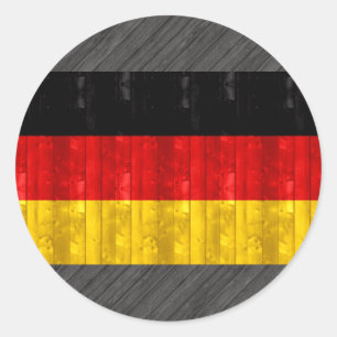 Wooden German Flag Classic Round Sticker