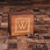 Wooden Gift Box Set with Engraved Oval Cufflinks (Front)