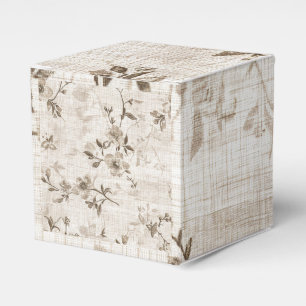 Wooden Gift Box with Brown Floral Design