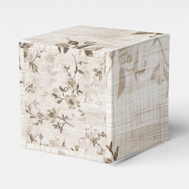Wooden Gift Box with Brown Floral Design (Front Side)