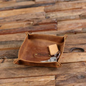 Wooden Gift Box With Engraved Leather Valet Tray (Inside)