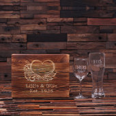 Wooden Gift Set with Engraved Wine & Pilsner Glass (Front)