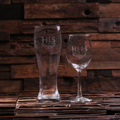 Wooden Gift Set with Engraved Wine & Pilsner Glass (Front)