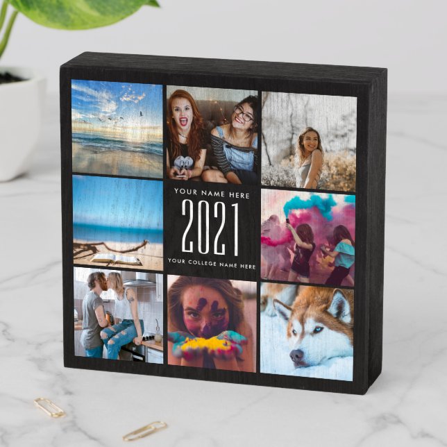 Wooden Graduation Photo Collage Plaque 8 photos (In Situ Horizontal)