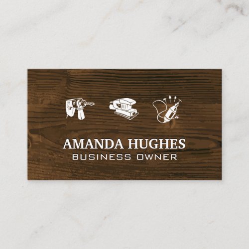 Wooden Grain  Carpentry Power Tools Business Card