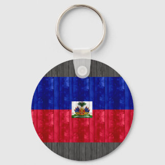 Wooden Haitian Flag Keychain