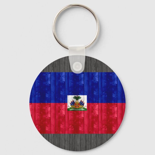 Wooden Haitian Flag Keychain (Front)