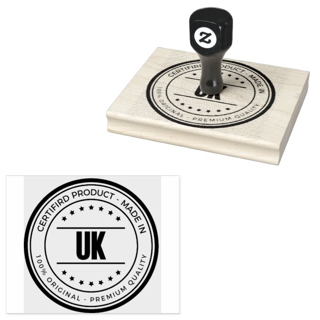 Wooden Handle with UK Text Stationery Tool office  Rubber Stamp (Stamped)