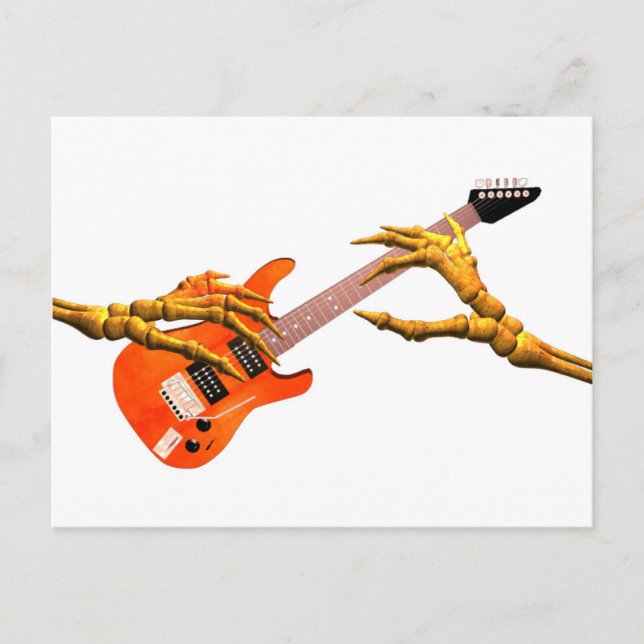 Wooden hands play electric guitar gift design postcard (Front)