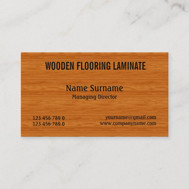 Wooden hard wood flooring PERSONALIZE Business Card (Front)