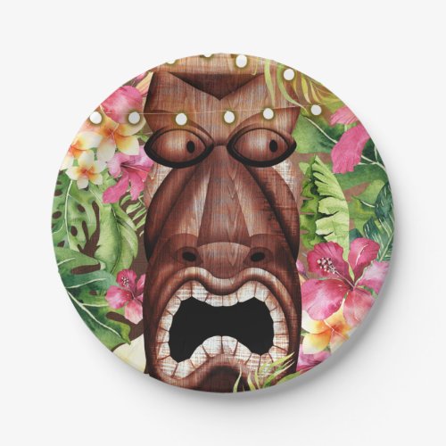 Wooden Hawaiian Tiki Luau Summer Birthday Party Paper Plates