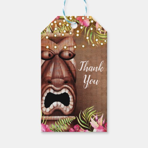 Wooden Hawaiian Tiki Luau Summer Party Favor Gift Tags