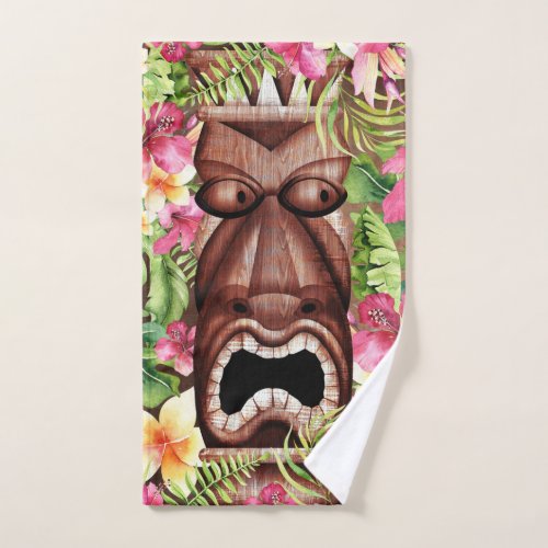 Wooden Hawaiian Tiki Luau Summer Tropical Bath Towel Set