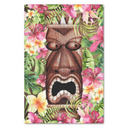 Wooden Hawaiian Tiki Luau Summer Tropical Party Tissue Paper