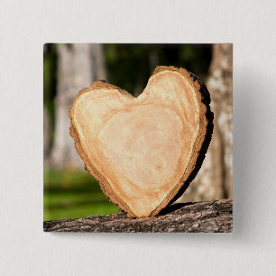 wooden heart button