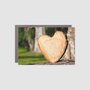 wooden heart car magnet